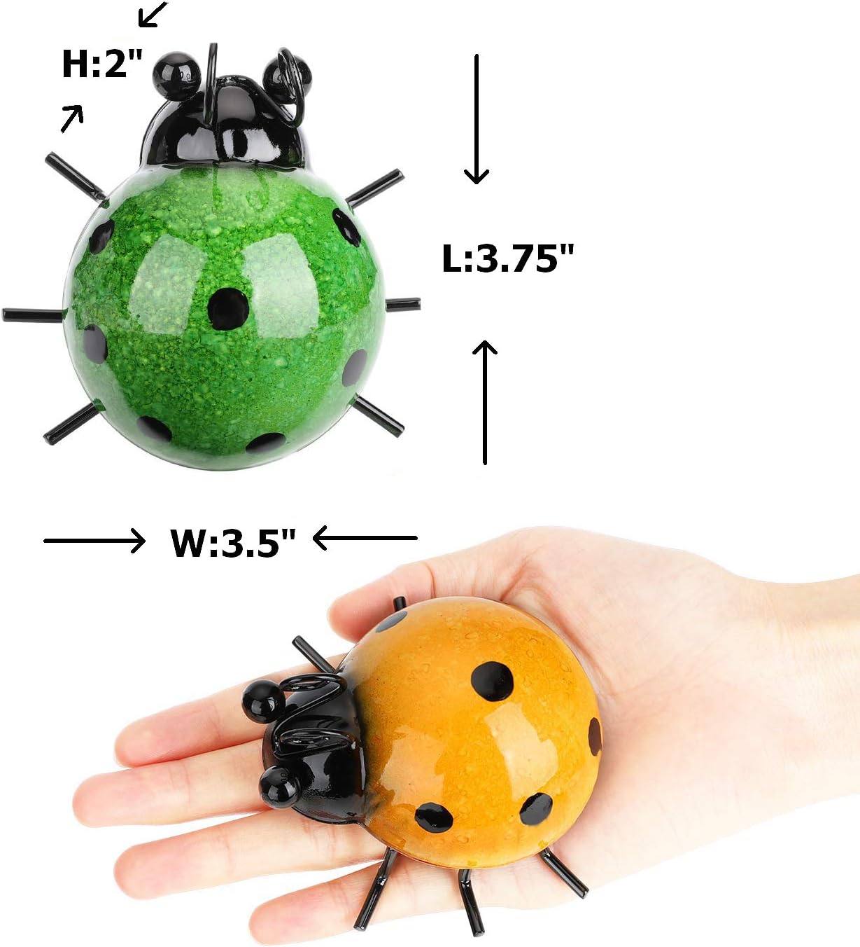 GIFTME 5 Metal Garden Wall Art Decorative Set of 4 Cute Ladybugs Outdoor Wall Sculptures: Everything Else