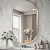 CLBA 24x36 inch Oval Bathroom Mirror, Gold Vanity Wall Mirror with Brushed Metal Frame, Oval Mirrors for Bathroom, Entryway, 