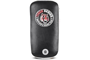 Tiger Pro Thai Pads - Black & White - Pads with Strong Handle Grip, Thai-Inspired Design, 100% Genuine Leather, Coaching Trai