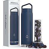 Infusion Pro Fruit Infuser Water Bottle Vacuum Insulated (20 oz) Stainless Steel : Fruit Infusion Recipe eBook : Bottom Loading Water Infuser for More Flavor : Easy Cleaning : Great Gift Water Bottle