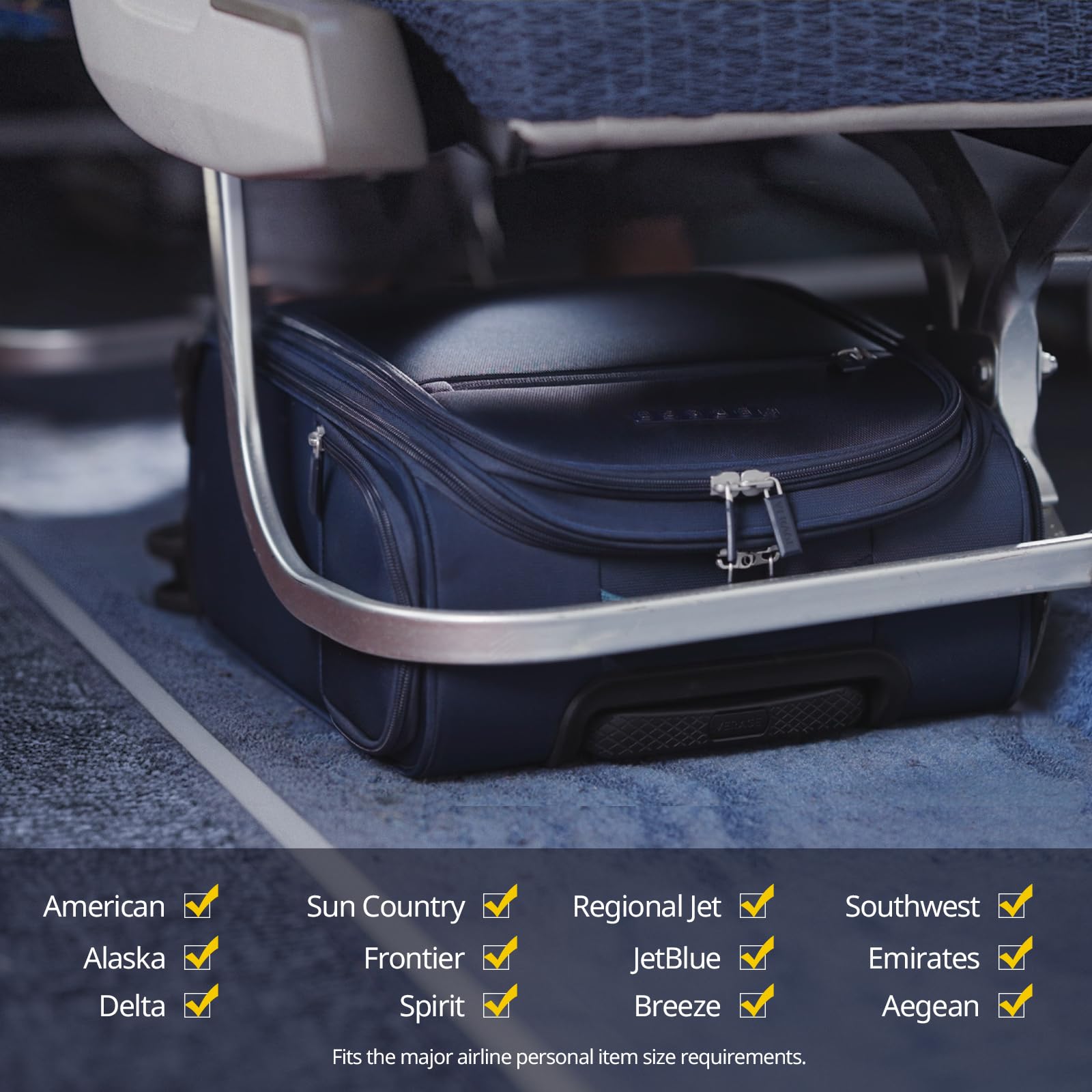 Verage Carry On Underseat Luggage with Wheels & USB Port, Wheeled Spinner Bag Carry-on Luggages for Airlines, Lightweight Suitcase Men Women, Pilots and Crew