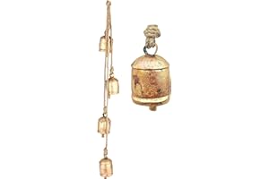 Vivanta Giant Cow Bells Set Rustic Vintage Lucky Harmony Cow Bells On Rope, 4 Inch 4 Bells Cluster Wall Hanging Décor Harmony Bells, 36 Inch Long Hanging Bell Set
