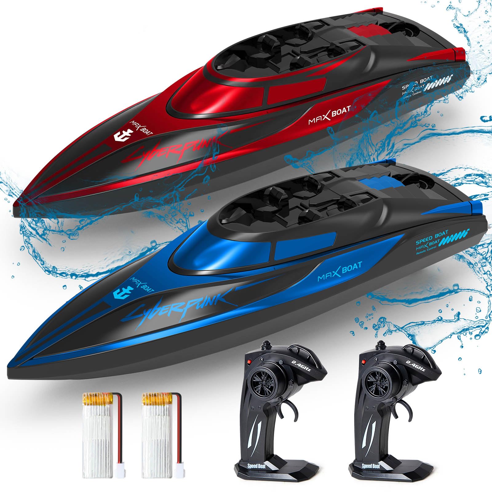Photo 1 of Yamaester RC Boat for Kids 2 Pack Remote Control Boats Toy with Light Waterproof with Rechargable Battery Boat for Pools Lakes Gifts Boys Girls Adults