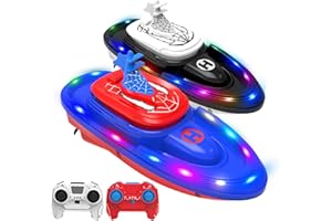 flycites RC Battle Boat 2-Pack with Water Spray, Remote Control Boat Toys Dual Combat Modes, LED Lights - for Pools, Lakes, Outdoor Fun - Gift for Boys, Kids, Adults