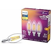 Philips Ultra Definition LED 60W Chandelier CanBase Soft White Warm Glow Glass Clear 3-Pack LED Light Bulb