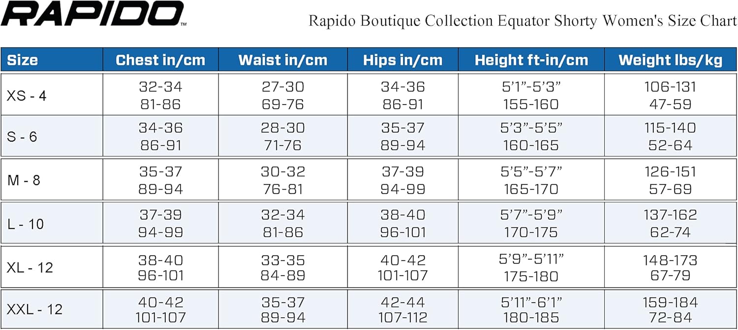 Rapido Equator Boutique Collection Womens Wetsuit Superior Flex Stretch Neoprene Wetsuit for Women | Premium 2 mm Shorty Wetsuit Womens | Traje De Neopreno para Mujer: Sports & Outdoors