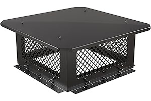 GENERIC Chimney Cap 19x19 Cover Square: All Weather Chimney Caps for Outside Black Galvanized Steel - Easy Assembly Adjustable Top and Side Mount Roof Rain Cap for Single Flue & Outdoor Fireplace