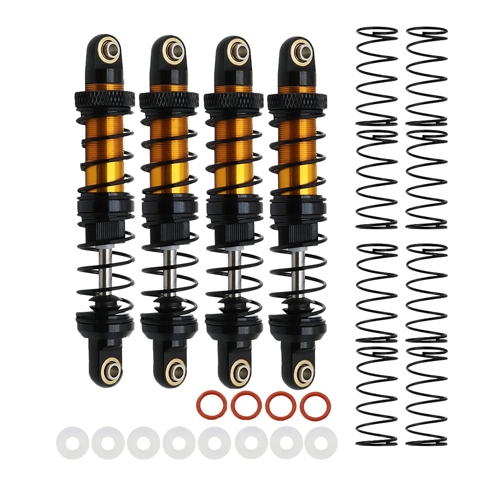 RXZIXYL 4-Pack Front Rear RC Shock Absorber 70mm 80mm 90mm 100mm 110mm 120mm Adjustable Assembled Spring Damper Axial SCX10 Oil Damper for 1/10 RC Crawler Car AXI03007 RBX10 D90 TRX4…