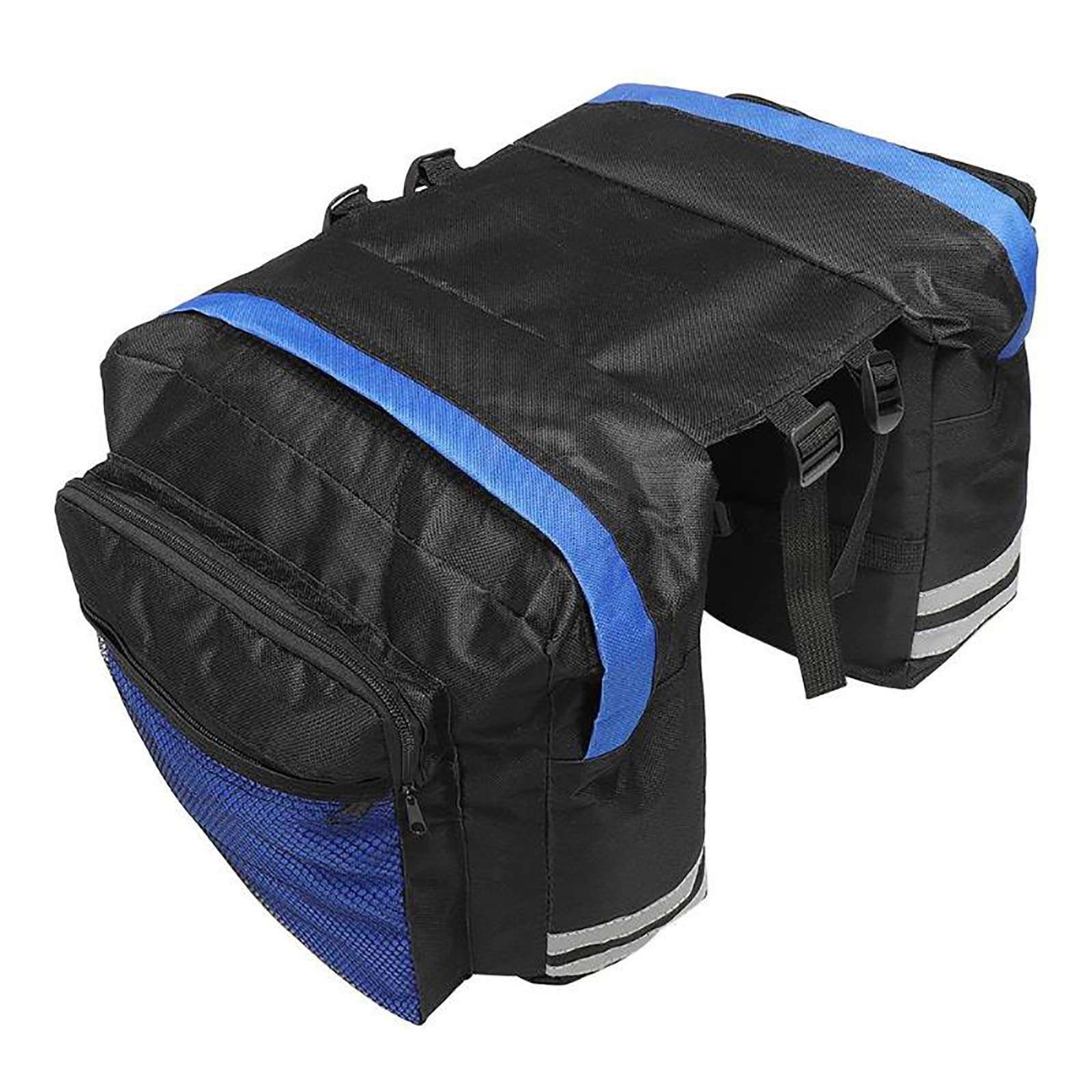 Double Panniers Waterproof Rear Seat Saddle Accessories Multi-Function Bicycle Cycle Bike Trunk Bag for Women Men Riding (Blue)