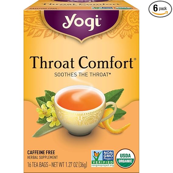Amazon Com Yogi Tea Throat Comfort 6 Pack Soothes The Throat 96 Tea Bags Herbal Teas Grocery Gourmet Food