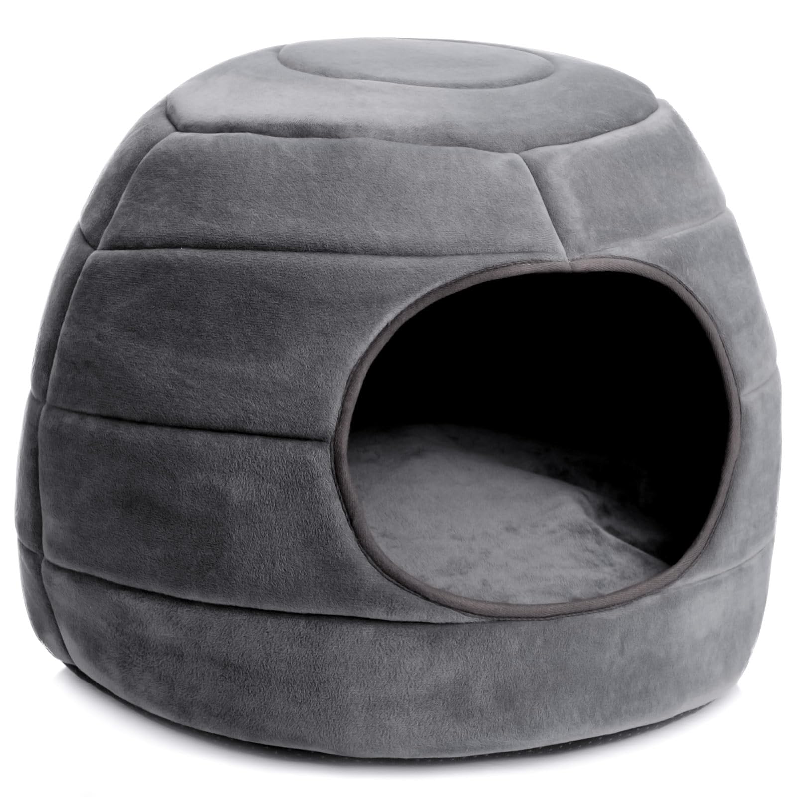 Hollypet Cat Bed Small Dog Bed, 2-in-1 Foldable Pet Bed, Warm and Soft Coral Velvet Pet Nest for Cats and Small Dogs, Dark Gray, L