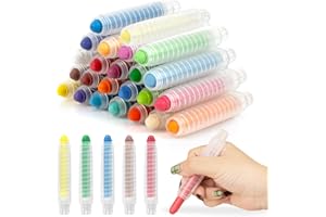RAINFLOW 24PCS Dustless Chalk - Sidewalk Chalk Colored Chalk With Holder Washable Chalk Dustless Chalk For Indoor Chalkboard 