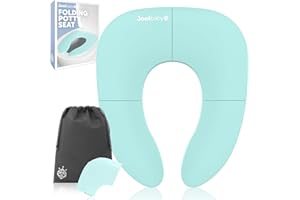 Jool Baby Folding Travel Potty Training Seat for Toddlers, Fits Round & Oval Toilets, Non-Slip Suction Cups, Includes Free Travel Bag (Aqua)