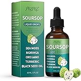 Soursop 10-in-1 Natural Extract Drops | Soursop Bitters Liquid Drops with Sea Moss, Turmeric & Black Seed Oil Extract | Supports Digestive Comfort & Overall Wellness | Alcohol-Free, Vegan | 2 Fl Oz