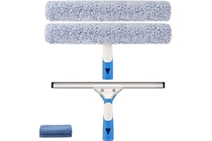 Mitclear Professional Window Cleaning Kit 14IN, with Silicone Squeegee Blade, Microfiber Scrubber & Cloth, Windows Cleaning T