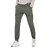 PULI Men's Cargo Pants, Tapered Hiking Joggers, 4-Way Stretch Water Resistant Quick Dry Breathable Lightweight 28/30/32/34''