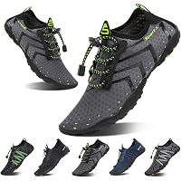 YALOX Water Shoes For Women & Men - Quick-Dry Aqua Socks, Non-Slip Barefoot Shoes, Black/Green, EU 40/41