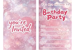 12pcs birthday invitations with 12pcs Envelopes, Birthday Invitations for Girl and Boys, 5.9 x 3.9Inches(15cmX10cm), Double-S