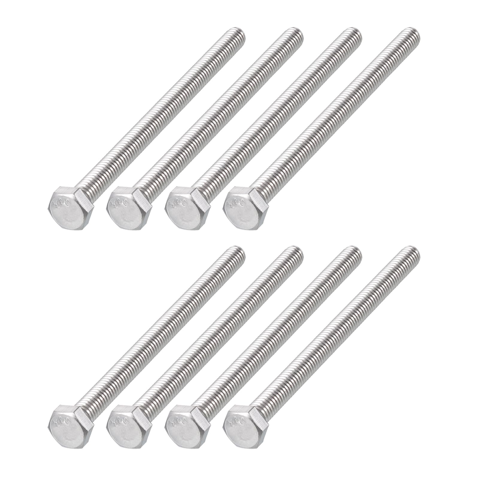 METALLIXITY Hex Head Bolts (5/16-18 x 5") 8Pcs, 304 Stainless Steel 18-8, Fully Threaded, External Hex Drive, Plain Finish, Hex Head Screw Bolt, Silver — image 1
