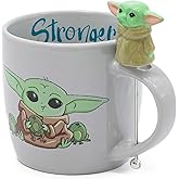 Disney Star Wars The Child Classic Poses Stirrer Mug - Cute Mugs for Women and Men - Unique Ceramic Coffee Cup With Stir Stick - Officially Licensed Collectibles