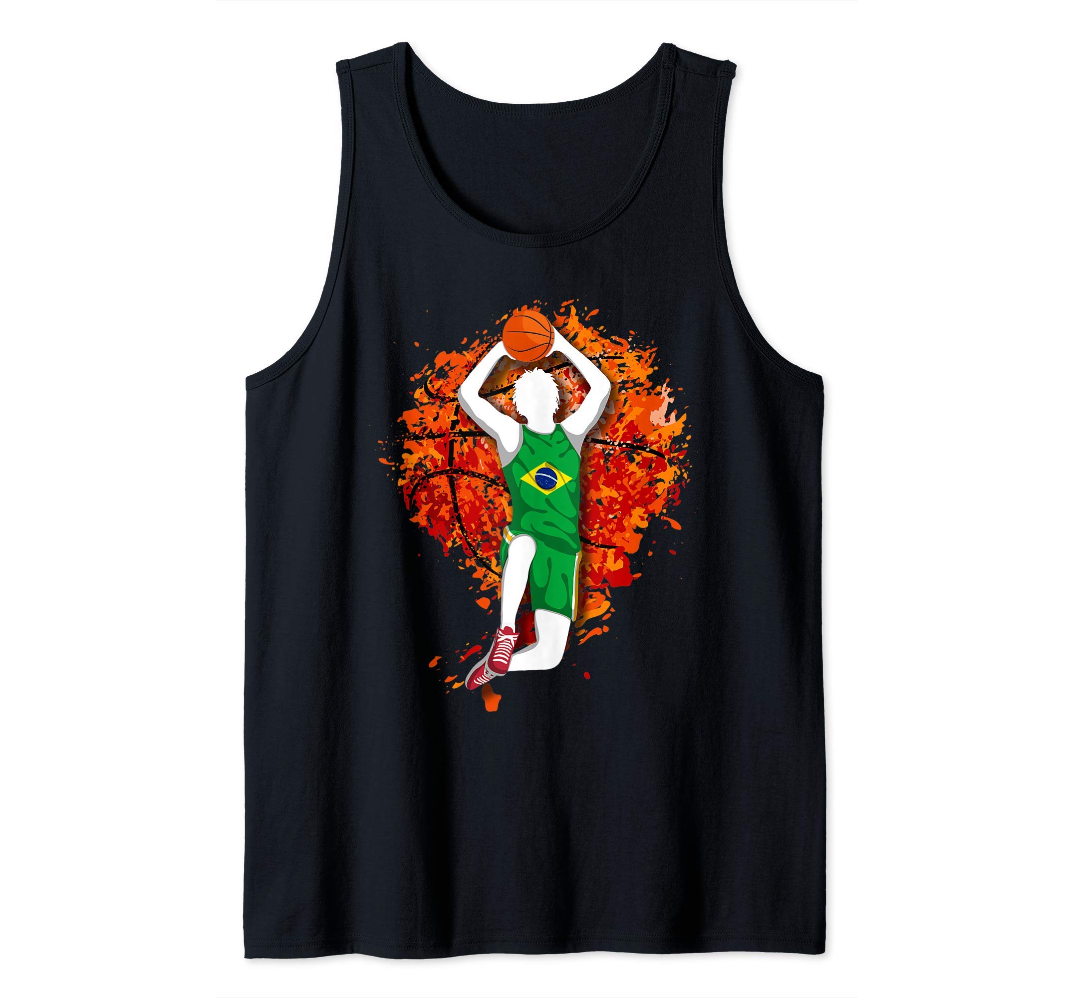 Brazil Basketball Brazilian National Flag Mid Air Slam Dunk Tank Top
