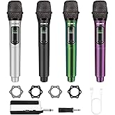 talomen Wireless Microphone Set for Singing, 2.4GHz Rechargeable Handheld Microphones System with Receiver(160 Ft), 4 Pack Cordless Dynamic Mic for Speech & Events, Karaoke Machine, Speaker, PartyBox