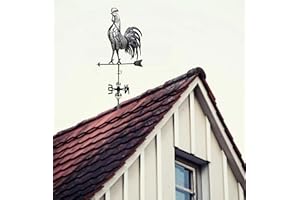 CLYB Metal Rooster Weathervane Roof Mount Weather Vane Stainless Steel Proud Rooster Wind Vane Outdoor Garden Decor for Shed,Patio,Lawn,Country Cottage,Farm