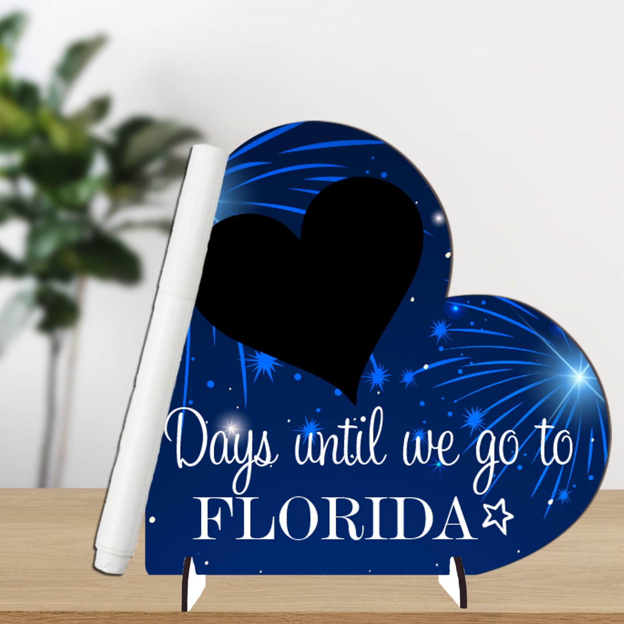 Days Until Florida: Girls Children's Gift, Holiday Countdown Chalkboard Plaque - Modern Rustic Design, Family Vacation Countdown (Small 8.5cm x 8cm, with Pen)