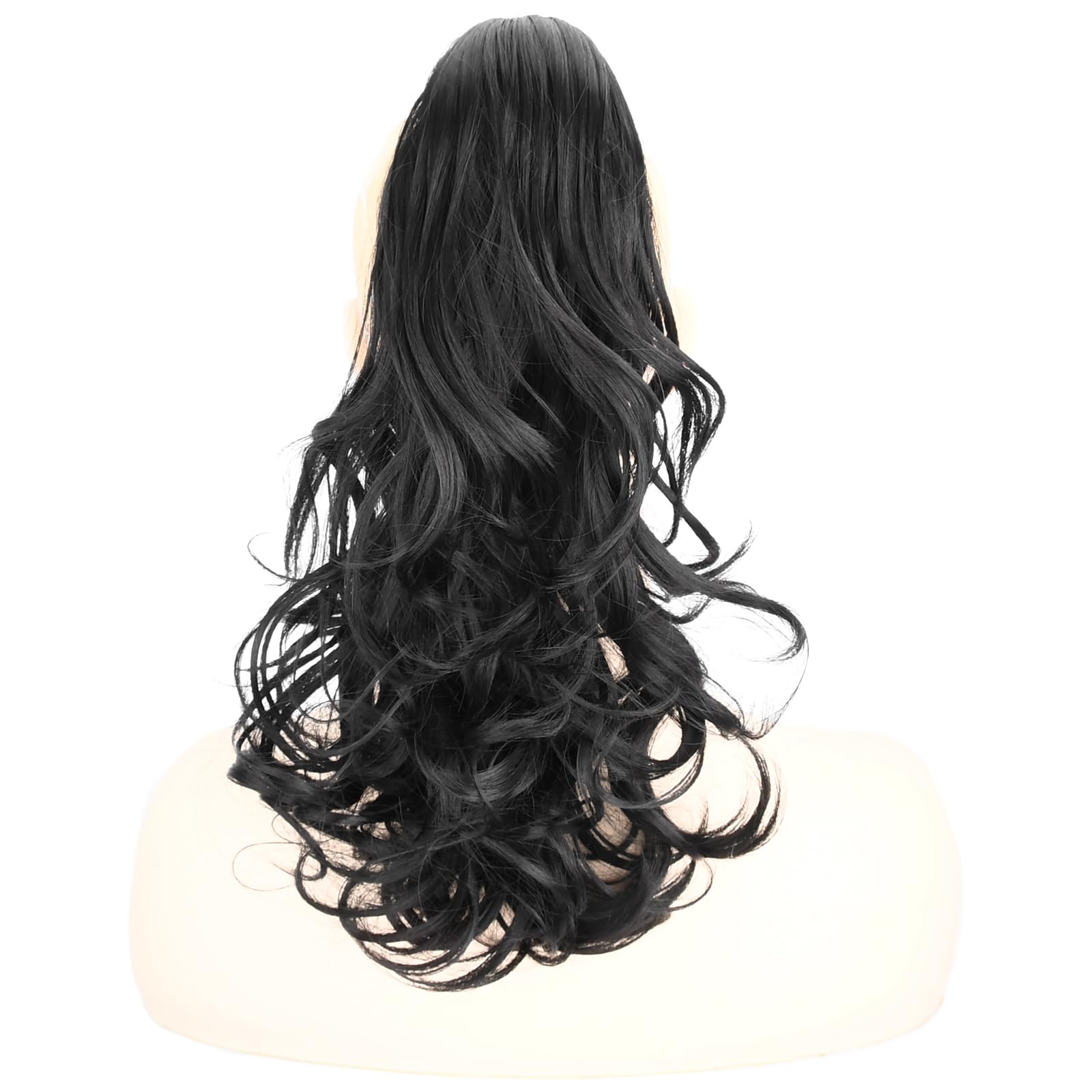 BOBIYA 13 Inches Claw Clip in Loose Curly Synthetic Wrap Around Ponytail Extensions Pony Tail Clip In Extensions (Natural Black) — image 1