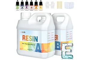 NIUB Epoxy Resin, 68oz/2L Resin and Hardener Kit with Pigments-New Formulation for Crystal Clear,Safe and Non-Toxic Art Resin Kit-No Bubble,Self-Leveling and Easy for Beginners-Deep Pour Epoxy Resin
