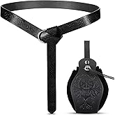 LEIFIDE 2 Pcs Renaissance Belt Pouch Medieval Viking Pirate Leather Pouch Bag Embossed Costume Accessories