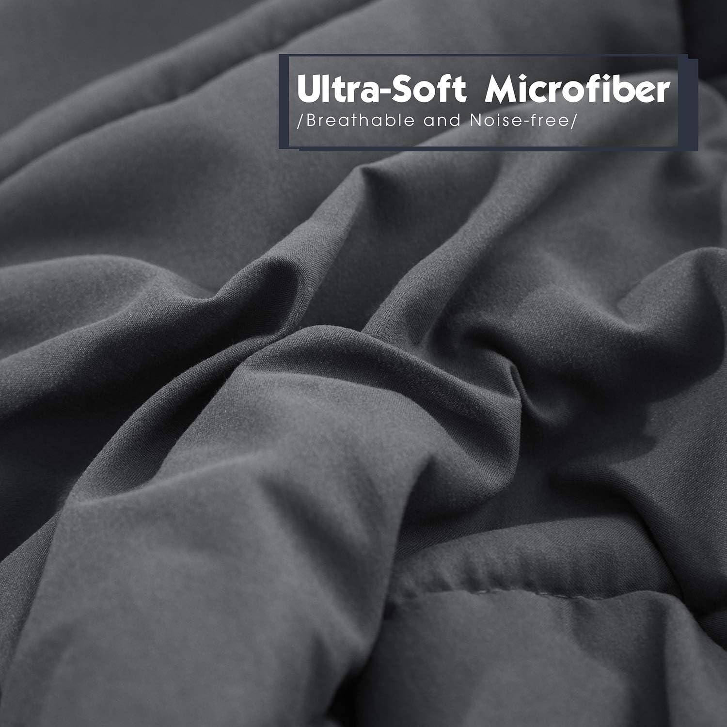 3pc Down Alternative Comforter Set -All Season Reversible Comforter with Two Shams - Quilted Duvet Insert with Corner Tabs -Box Stitched –Hypoallergenic, Soft, Fluffy (King/ CK, Dark Gray/Light Gray): Home & Kitchen