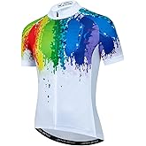 Men Cycling Jersey,Bike T-Shirt Short Sleeve MTB Biking Clothing Reflective Bicycle Jacket with 3-Pockets Tops S-3XL