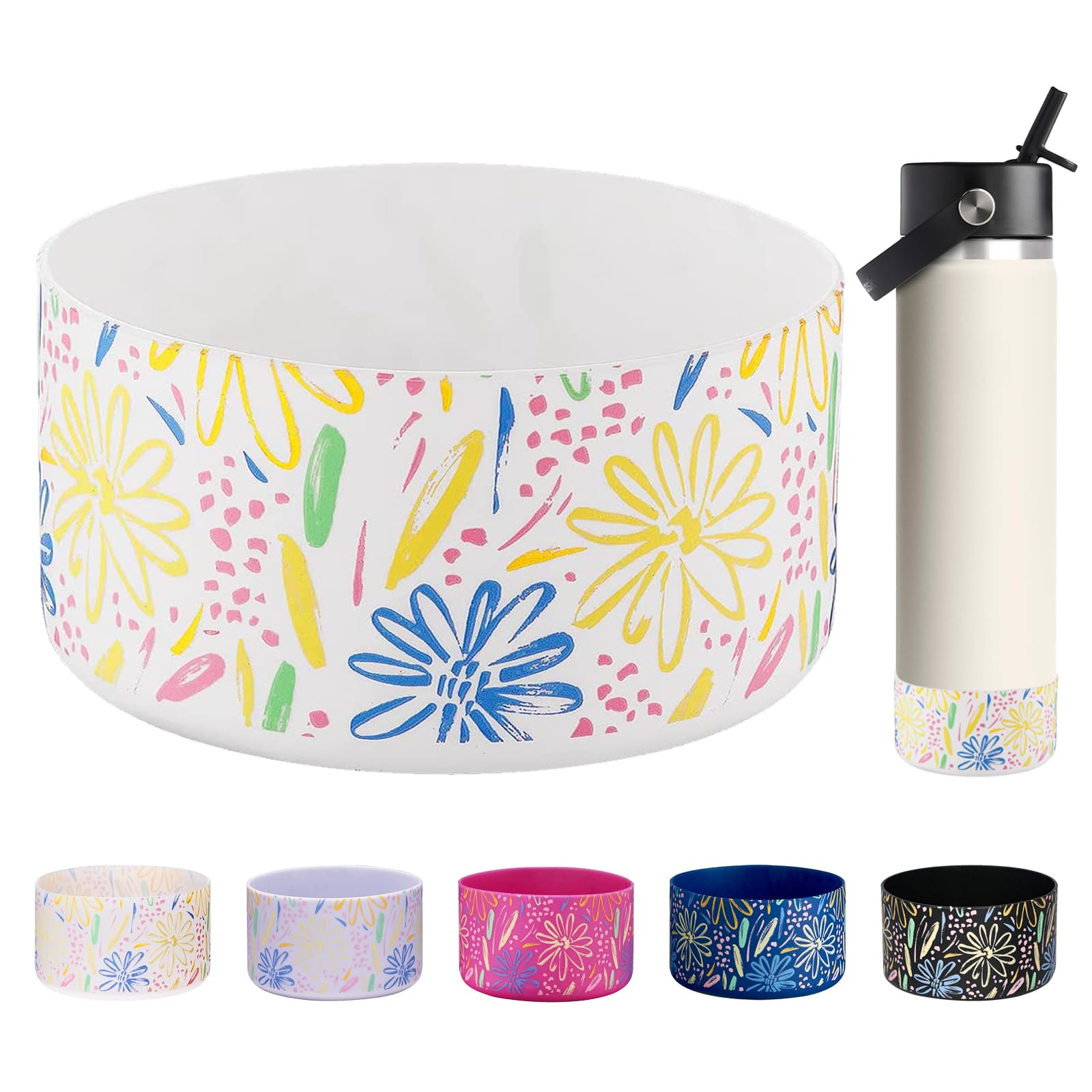 WK IEASON Protective Silicone Base Boot 12oz-24oz for Hydro Flask Wide Mouth/Standard Mouth, Anti-Slip Silicone Cover Bumper Compatible with Stanley Tumbler 40oz 30oz 20oz-2.83inch Bottom Diameter