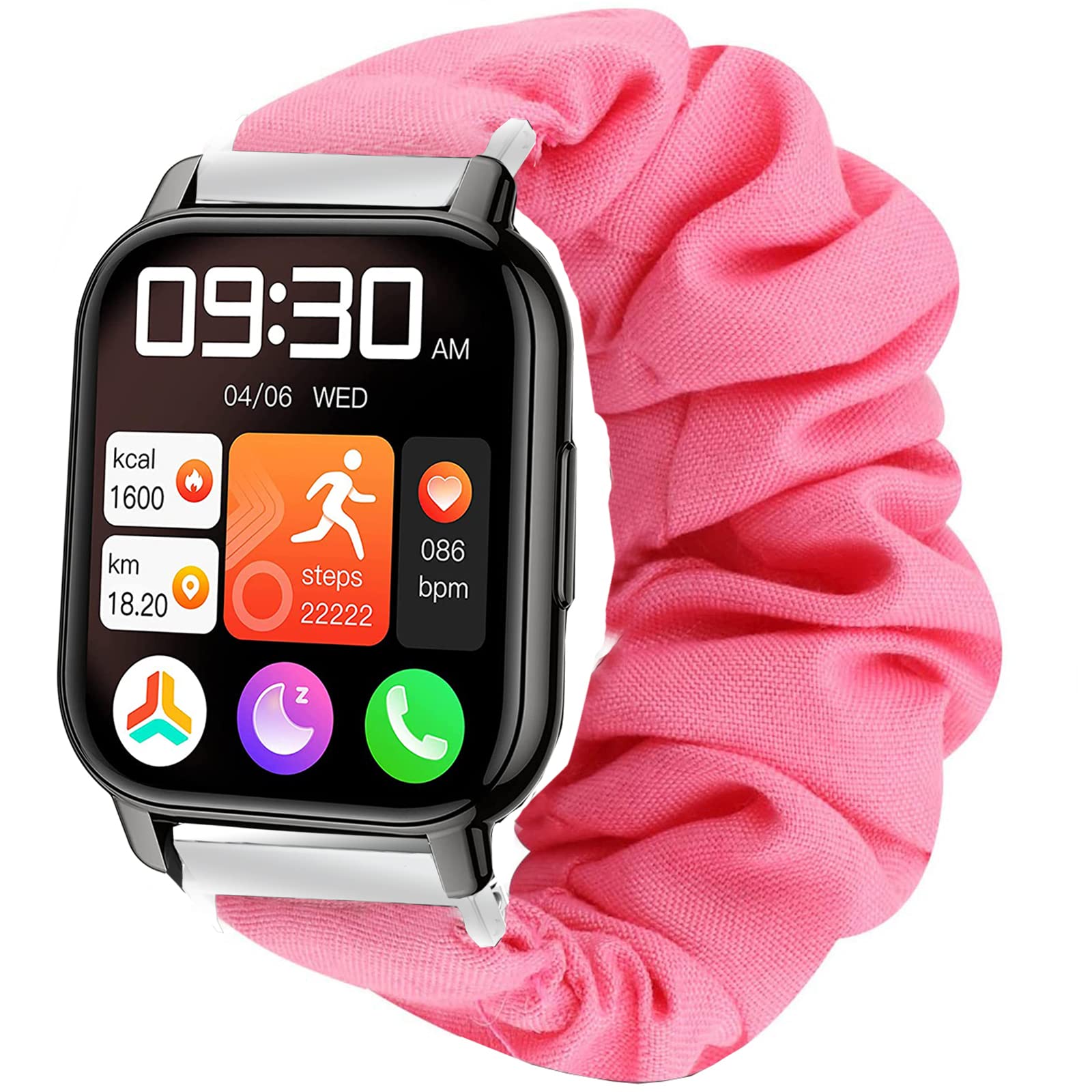 for Popglory P66 Smart Watch Band,Fabric Elastic Scrunchie Elastic Women Replacement Straps Compatible with Popglory NinKiyco 1.85 inch P66 SmartWatch/TOOBUR IDW13 1.8 Watch/MorePro H56/Kimnix T99 Pro