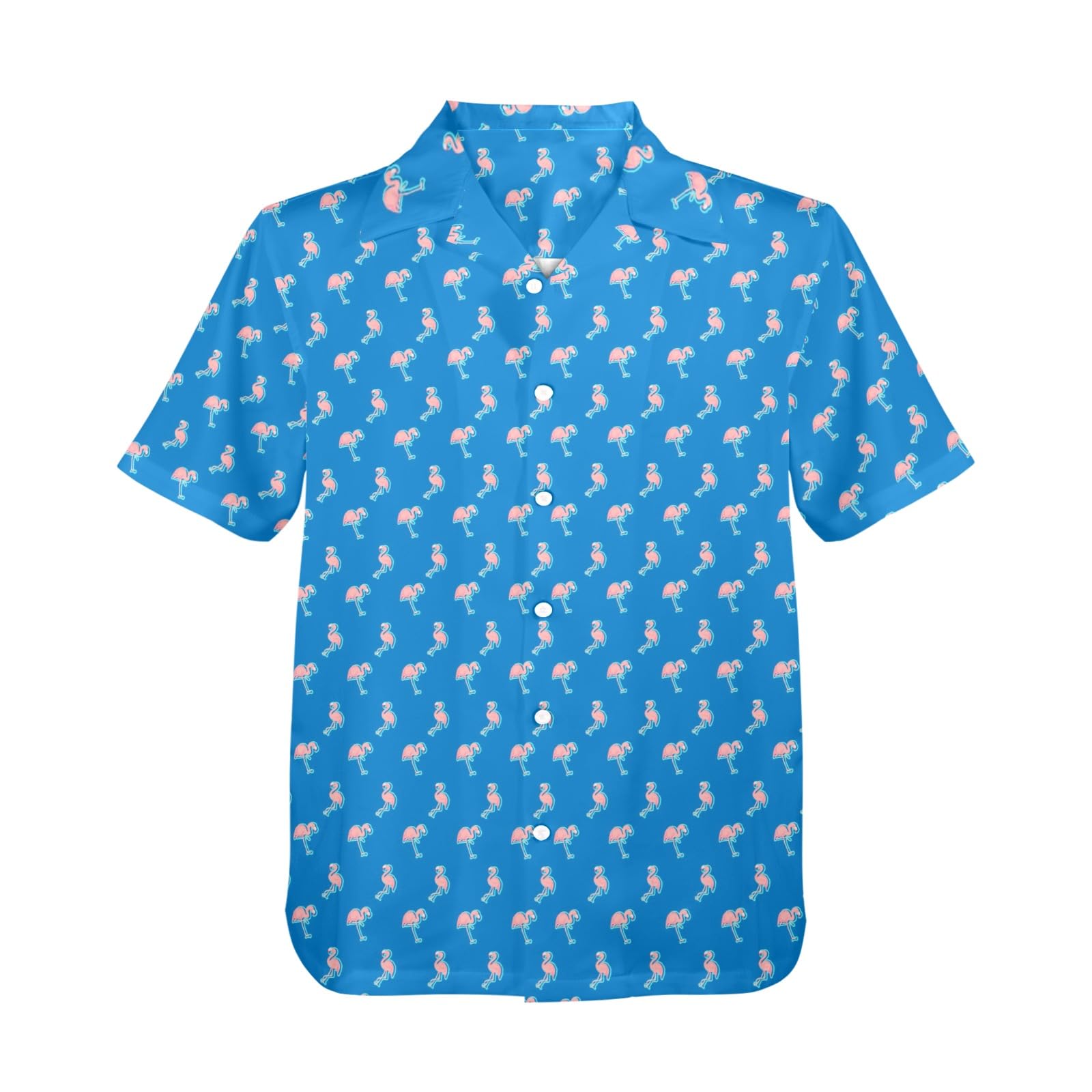 HUGLAZY Men Pink Flamingo Hawaiian Shirts Short