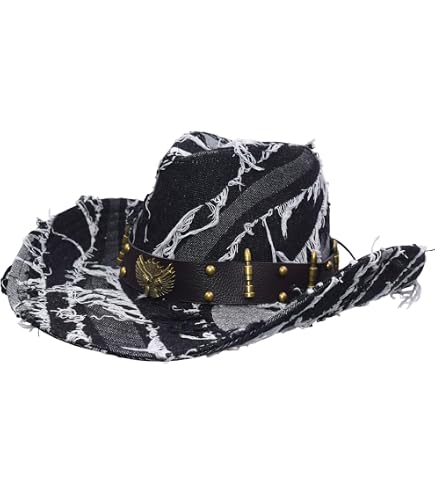 Patchwork Tie Dye Cowboy Hat - Wide Brim Unisex Western Costume Hat FUNUONY Tie Dye Denim Patchwork Cowboy Hat for Women Men  main image 3