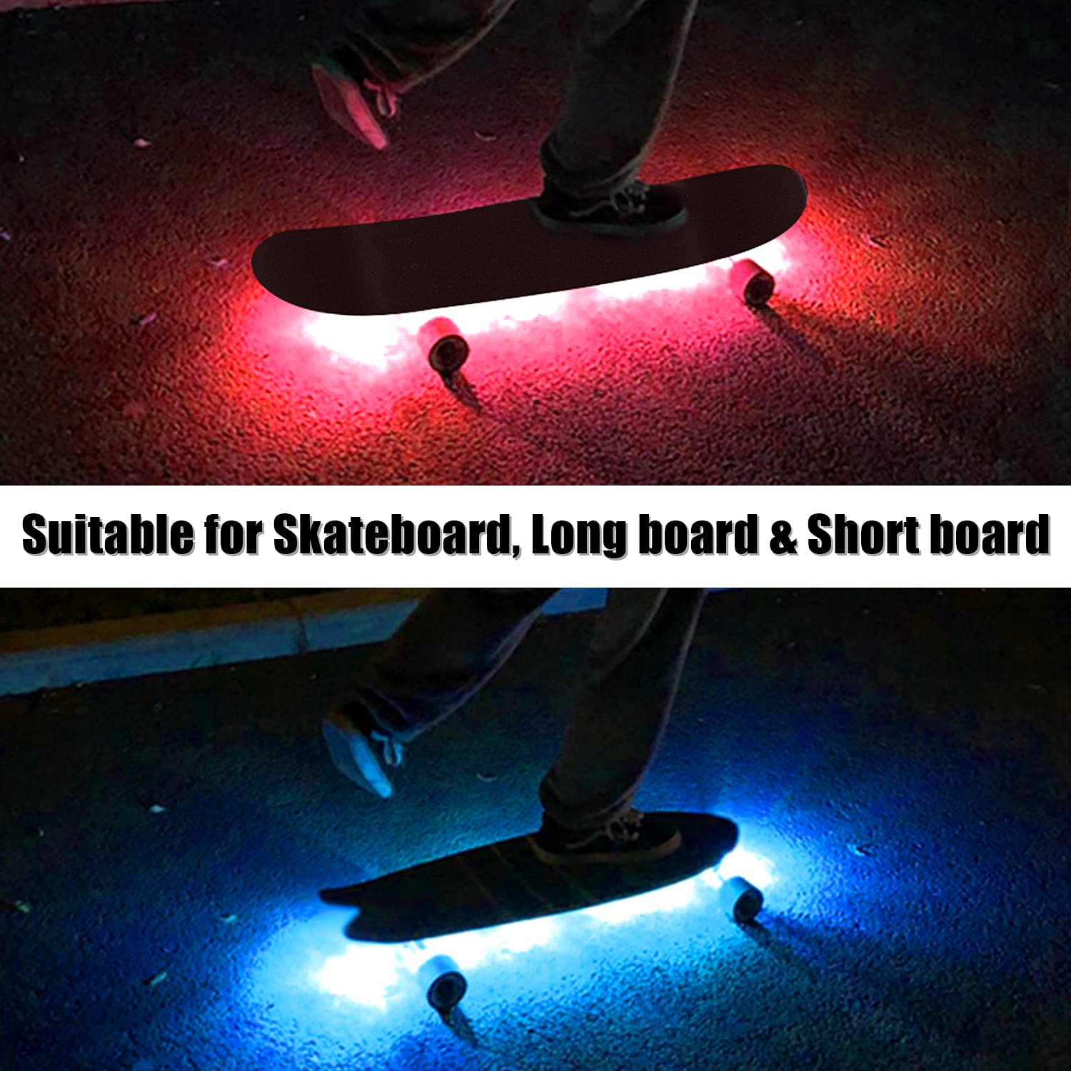 LED Skateboard Light, Remote Control Skateboard Light, Longboard Light, Shortboard Light,16 Color Change by Yourself, Waterproof, Shockproof, Super Bright to Display at Night. Good Gift for Kids