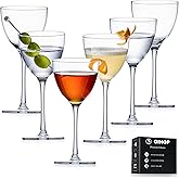 GIHOP Nick and Nora Cocktail Glasses, 5.8Oz Hand Blown Martini Glasses Set of 6, 100% Lead-Free Craystal Coupe Glassware, Small Cocktail Glasses for Manhattan, Cosmopolitan, Espresso with Gift Box