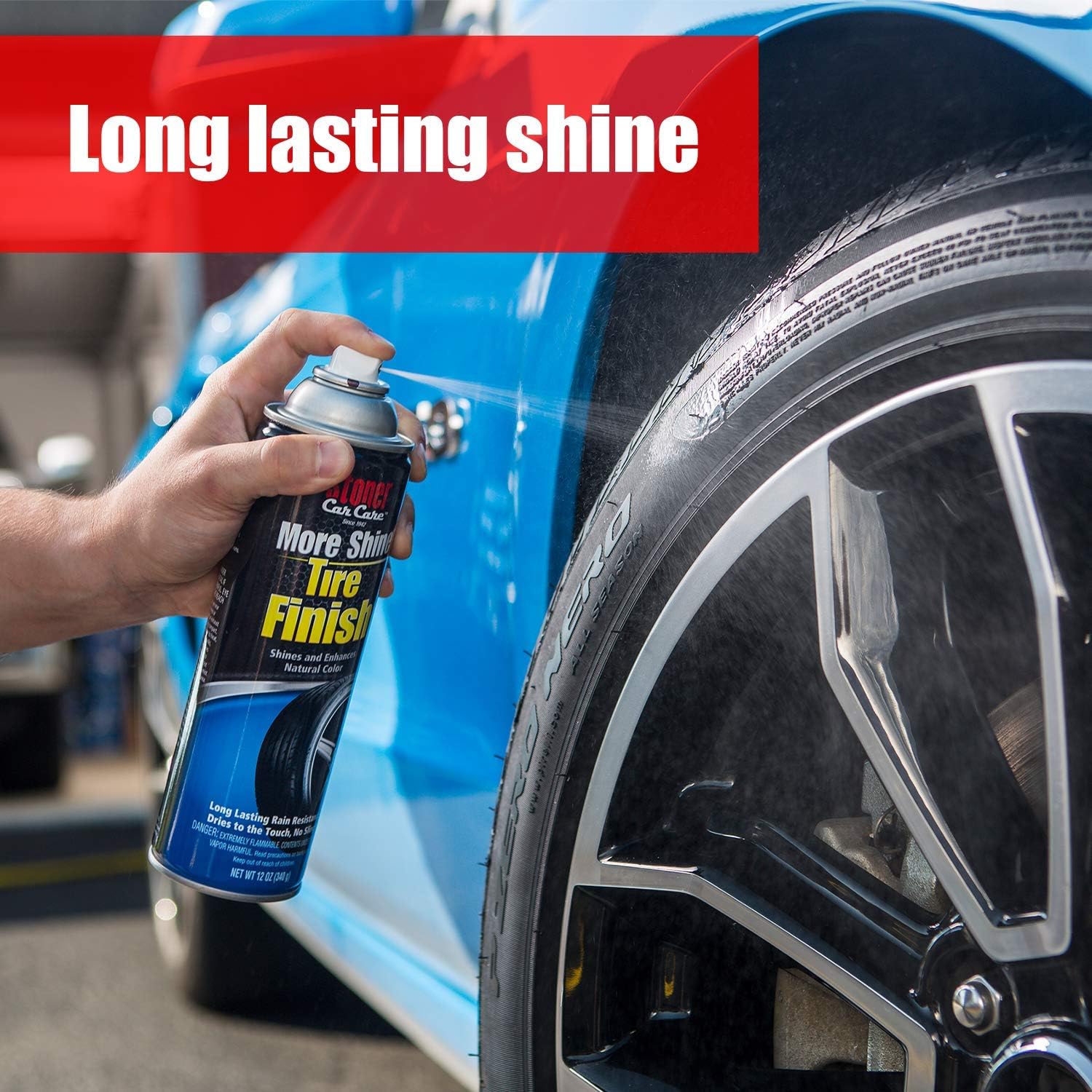 Stoner Car Care 91044 12-Ounce More Shine Original Tire Dressing Spray for Tire and Wheel Care and Long Lasting Tire Shine Rain Resistant Make Faded Tires Look New, Pack of 1: Automotive