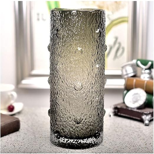 Flower Vase جزيئات شفافة رمادية مستقيم الزجاج إناء الزخرفية زهرة زهرية Flower Vase جزيئات شفافة رمادية مستقيم الزجاج إناء الزخرفية زهرة زهرية