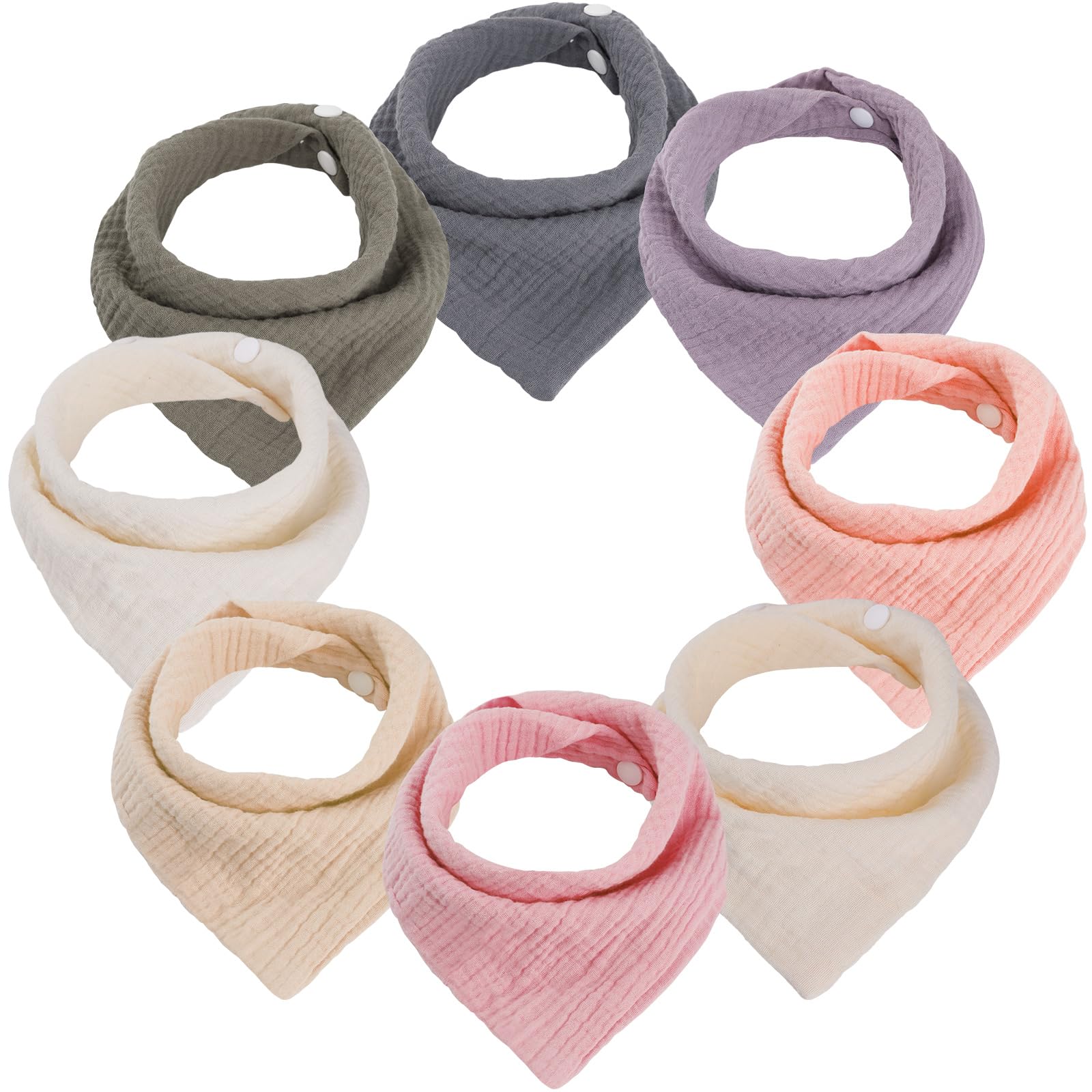 WD&CD 8 Pieces Triangle Baby Dribble Bibs with 2 Adjustable Button, Soft & Absorbent for Boys Girls, D — image 1