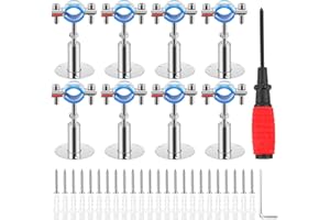 Yaocom 8 Pcs 304 Stainless Steel Wall Mount Ceiling Mount Pipe Supports Bracket, Suitable for OD 1/2"(20-22mm), Adjustable Height 50-100mm, Pipe Strap Clamp with Screws Screwdriver