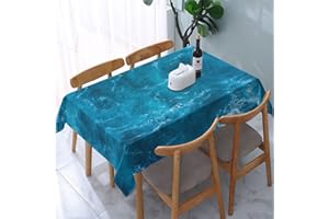YETTA YANG Ocean Waves Teal Turquoise Blue Waterproof Picnic Party Rectangle Table Cloth Cover Decorations Fabric 54 X 72 Inches Rectangle Tablecloth Home Dining Room Kitchen Decor