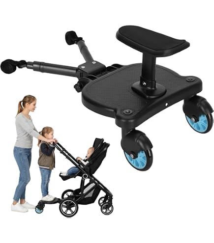Universal Stroller Board Riding Attachment with Seat, 2-in-1 Stroller Ride-On Board for Toddler, Removable Seat, Adjustable for Most Strollers : Baby