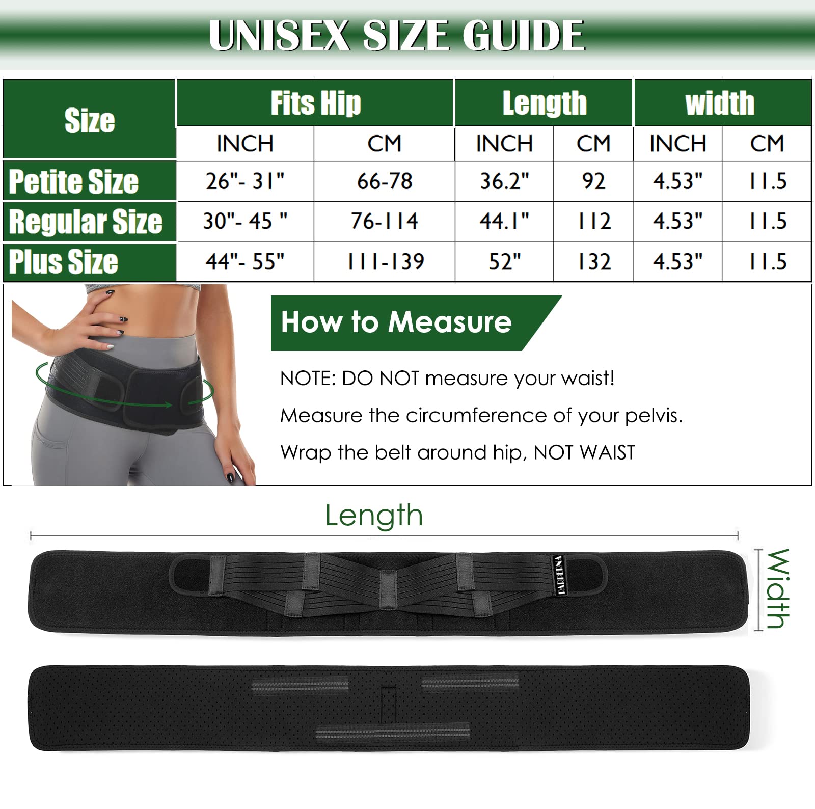 Sacroiliac SI Hip Belt for Women Men SI Joint Hip Belt Lower Back Support Brace Hip Braces for Hip Pain Pelvic Support Belt Adjustable Sciatica Pelvis Lumbar Pain Relief Trochanter