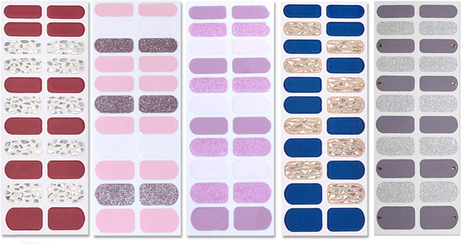 Nail Wraps Art Polish Stickers Adhesive Decal Strips False Nail Art Design DIY Manicure Set With Nail Files For Women Girls-22 Pcs a sheets/5 sheets