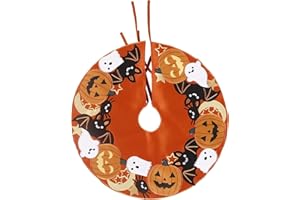 GRANDDECO Fall Halloween Christmas Tree Skirt 36" Thanksgiving Holiday Cutwork Applique Embroidered Pumpkins Tree Mat for Home Halloween Decoration (Pumpkins, Tree Skirt 36")