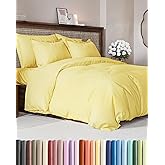 Duvet Cover Cal King Size - Extra Soft Cal King Size Duvet Cover - Lightweight, Breathable, Easy Care & Fade Free w/ Zipper Closures & Ties - 104" x 98" Inches - (Yellow) Comforter Not Included