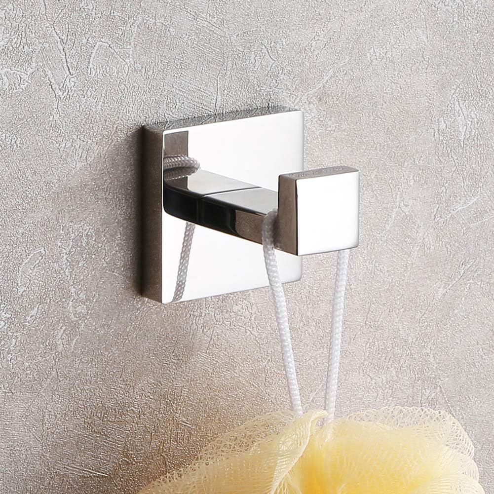 Bath Towel Hook, Angle Simple Solid Metal Bathroom Shower Square Hook Hand Towel Bathrobe Sponges Hanger Kitchen Cabinet Closet Hook Pants And Shirt Holder Polished Chrome, Wall Mounted - - 